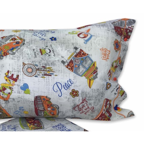 HIPPIE Peace and LOVE duvet cover in pure cotton