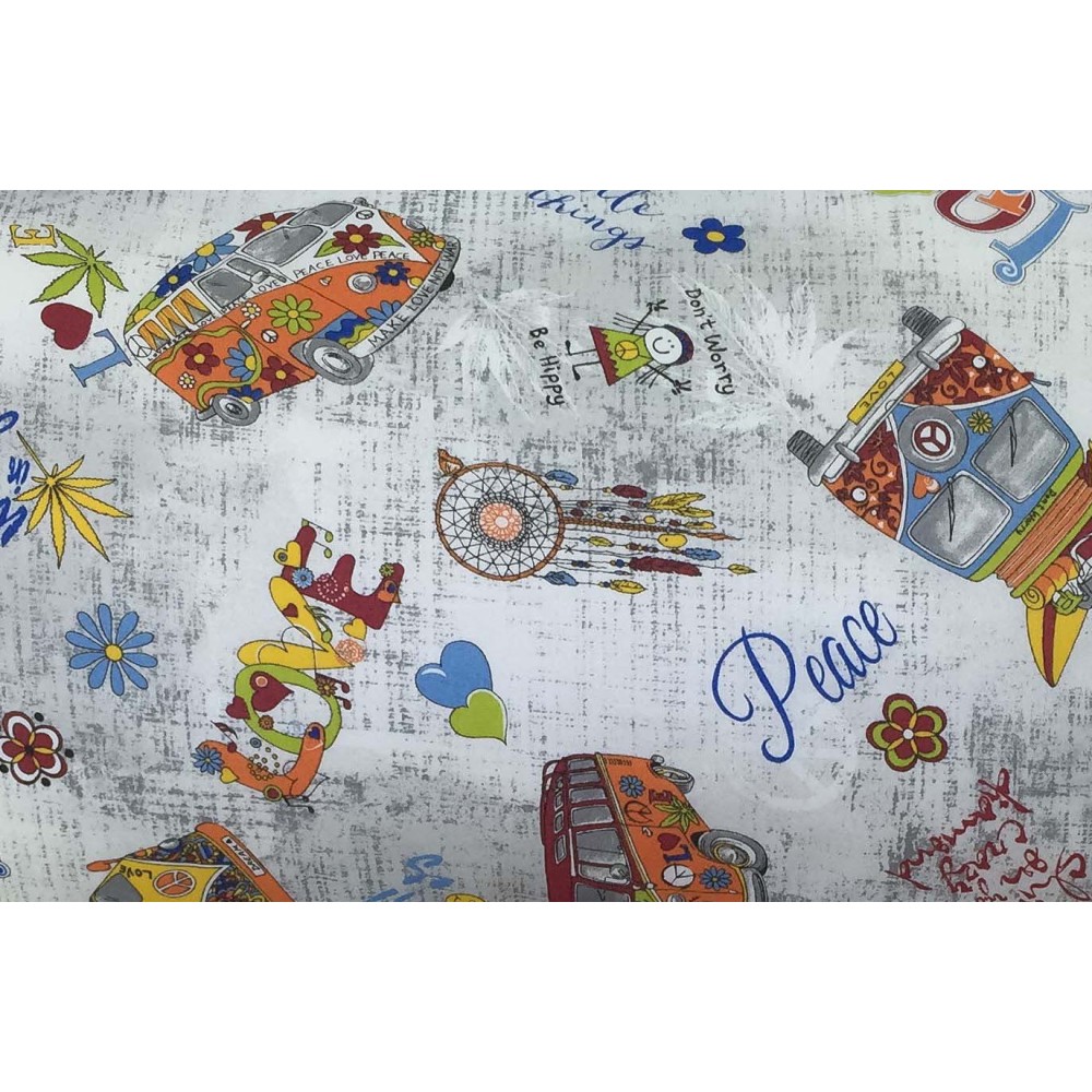 HIPPIE Peace and LOVE duvet cover in pure cotton