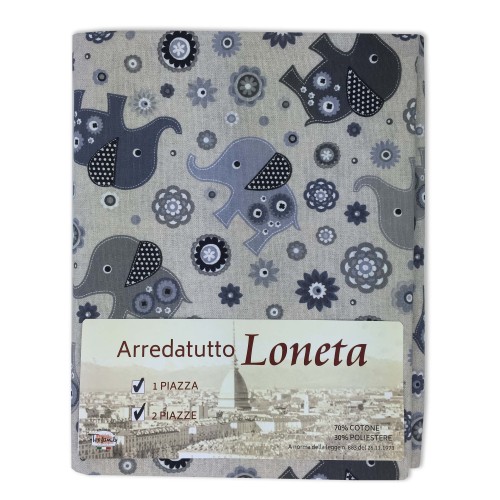 TELO ARREDO COPRITUTTO GRAN FOULARD COPRILETTO COPRIDIVANO TESSUTO LONETA  ELEFANTINO GRIGIO
