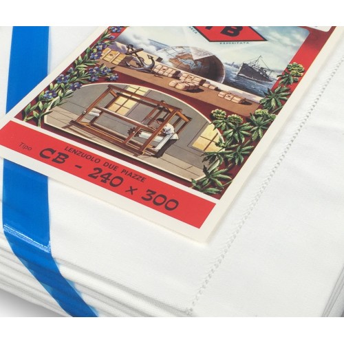 DRAP DE DESSUS BLANC Ourlet ouvert En COTON TORSADÉ TB TISSAGE Télérie by Poirino 2Piazze