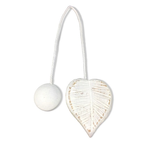 MAGNET HOLZ GARDINENSTOPPER MAGNETE FÜR VORHÄNGE KRAWATTE BLATT WEISS