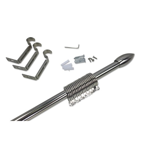 STAHLSTANGE für verstellbaren VORHANGDURCHMESSER 19 MM. Komplett MIT RINGEN mod. Olive