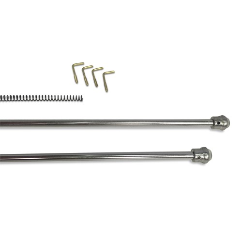 Pair of STEEL RODS WITH DOUBLE FUNCTION SPRING adjustable CM. 50-70 For Glass Curtain