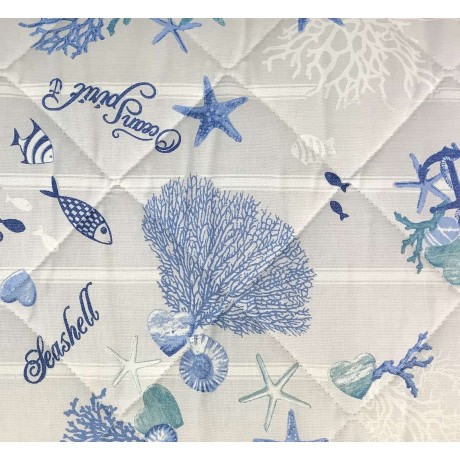 Couvre-lit en coton matelassé avec des corails, bleus