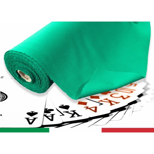 TISCHDECKE QUEEN GAME POKERKARTEN AUS GRÜNER WOLLE ALS METERWARE H.cm. 150 MIT HOLOGRAMM PRO METER