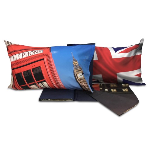 LONDON ENGLISH GRAND VIEW 2 DOPPELBETT DIGITALE TAGESDECKE-BETTWÄSCHE-SET