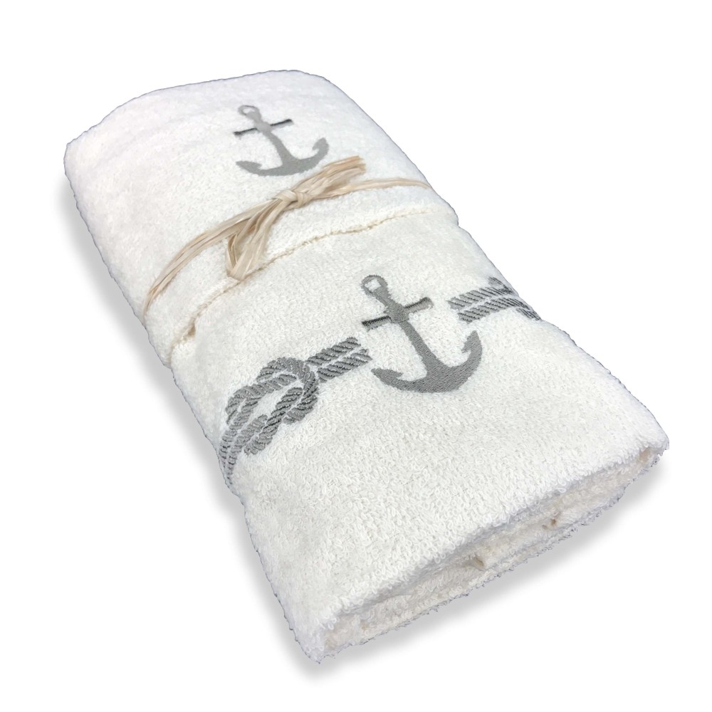 SET ASCIUGAMANI SPUGNA MARE MARINO ANCORA BEIGE SET ASCIUGAMANI SPUGNA MARE MARINO ANCORA BEIGE