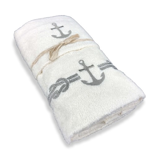 SET ASCIUGAMANI spugna MARE MARINO ANCORA BEIGE