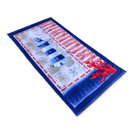 PHOTOGRAPHIC BEACH TOWEL IN SPONGE LARGE SIZE CM.85x165 LIGHTHOUSE