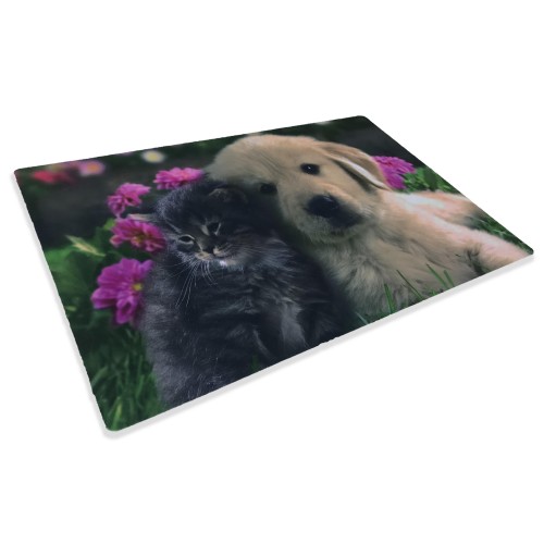 FUSSMATTE TEPPICH DIGITAL FRIENDS CM.40X60 HUND KATZE BLUME