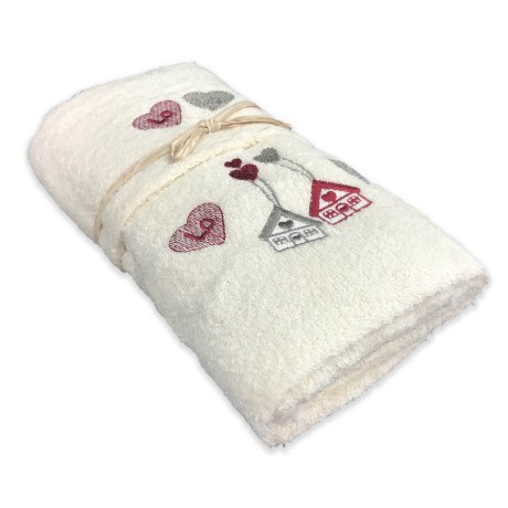 TYROLEAN TOWEL SET LOVE CREAM TYROLEAN