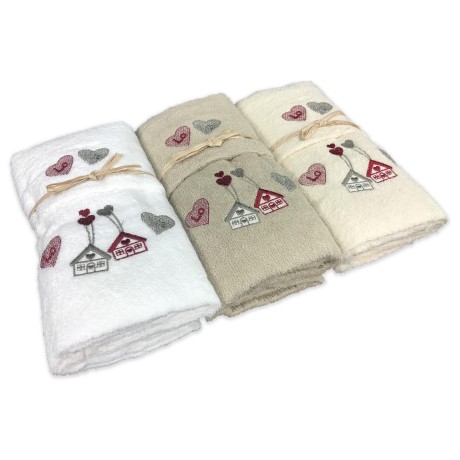 TYROLEAN TOWEL SET LOVE CREAM TYROLEAN
