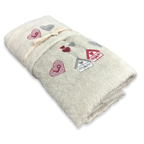 TYROLEAN TOWEL SET LOVE CREAM TYROLEAN