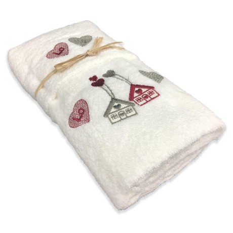 JUEGO DE TOALLAS TIROLINAS LOVE CREAM TIROLESA
