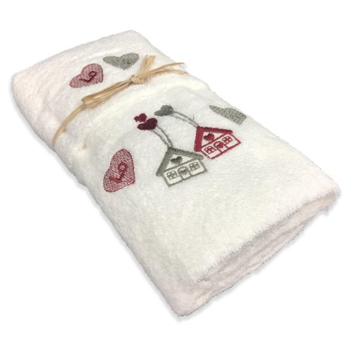 TYROLEAN TOWEL SET LOVE CREAM TYROLEAN