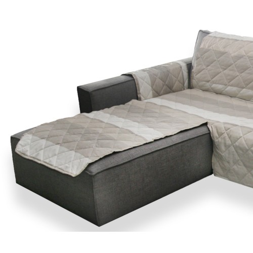 SOFABEZUG SOFA PROTECTOR MIT GESTEPPTER HALBINSEL GRAU SCHATTIERT