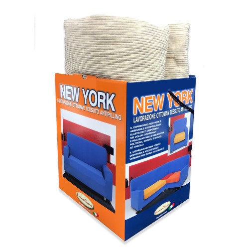 Copridivano New York Fashion Nocciola Melange Elasticizzato, Antigraffio, Divani con Braccioli, Telo Universale, Made in Italy