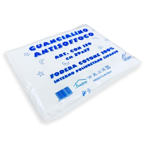 Anti-suffocation Baby Pillow 29x37 cm - Cotton Cradle and Cot Pillow - Made in Italy, Breathable