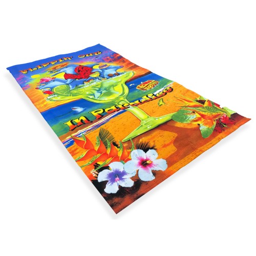 SERVIETTE DE PLAGE IMPRIMÉE EN MICRO-ÉPONGE GRANDE TAILLE 90 x 160 cm FLIPPIN’ OUT