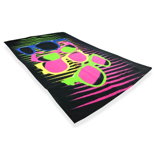 PHOTOGRAPHIC BEACH TOWEL IN MICROSPONGE LARGE SIZE cm. 90x160 GLASSES