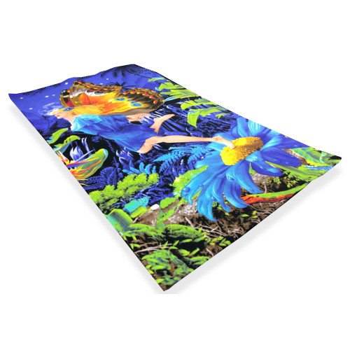 PHOTOGRAPHIC BEACH TOWEL IN MICROSPONGE LARGE SIZE cm. 90x160 BUTTERFLY WOMAN