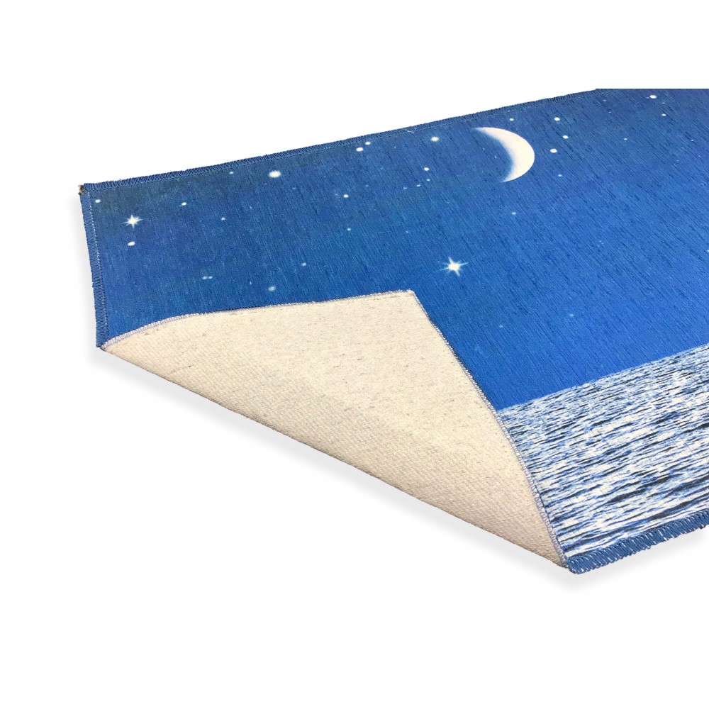 ALFOMBRA DE IMPRESIÓN DIGITAL CON EFECTO SEDA LUNA LUNA CIELO ESTRELLADO