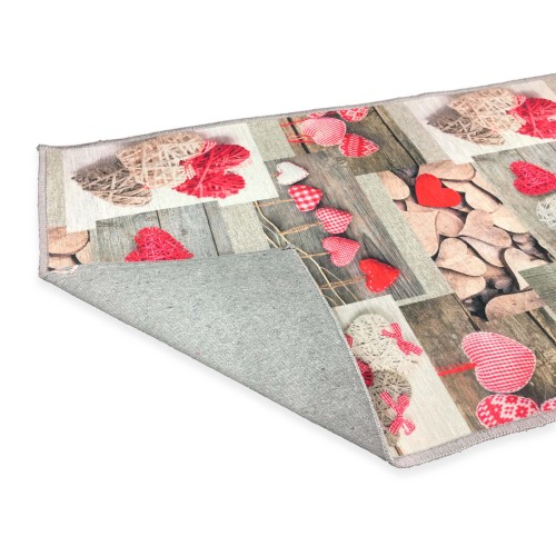 SHABBY ROTER TIROLER HERZTEPPICH MIT DIGITALDRUCK IN SEIDENOPTIK