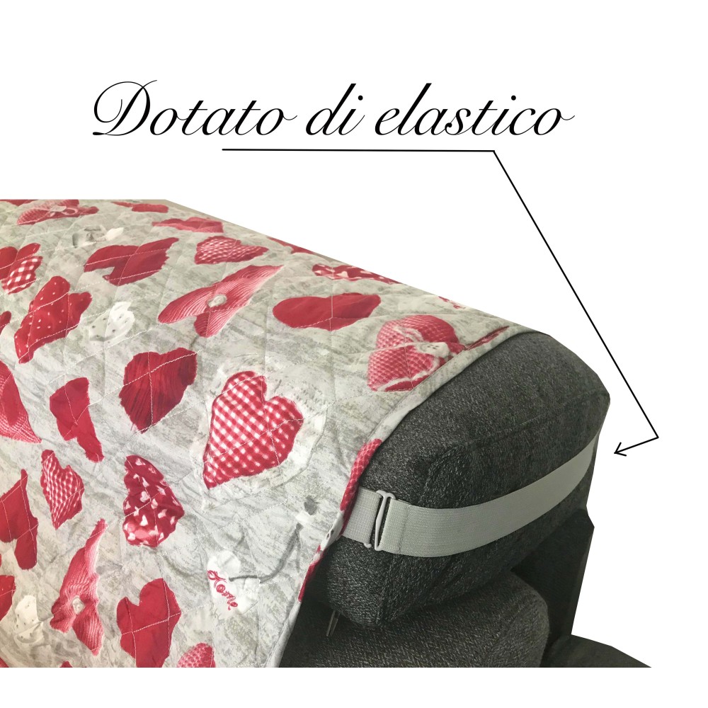 FUNDA DE SOFÁ CHARLY ACOLCHADA SMOOTH HEARTS SHABBY RED HEARTS PROTECTOR DE SOFÁ