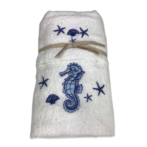 WHITE SEAHORSE BEACH TOWEL SET