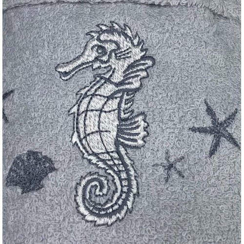 JUEGO DE TOALLAS DE PLAYA PARA CABALLITOS DE MAR GRIS