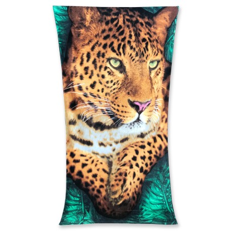TELO MARE FOTOGRAFICO IN SPUGNA MISURA GRANDE CM.86x160 LEOPARDO