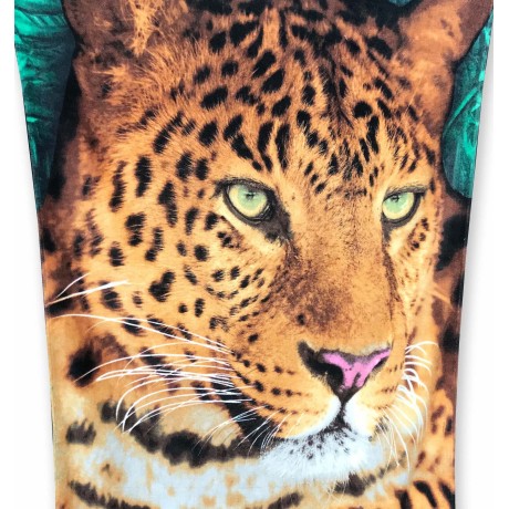 TELO MARE FOTOGRAFICO IN SPUGNA MISURA GRANDE CM.86x160 LEOPARDO