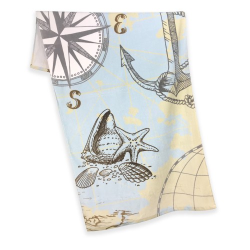 FOTO TOALLA DE PLAYA EN RIZO GRANDE CM.86x160 PUNTOS CARDINALES