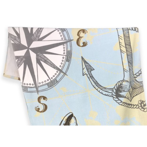 SERVIETTE DE PLAGE IMPRIMÉE EN ÉPONGE GRANDE TAILLE 86 x 160 CM POINTS CARDINAUX