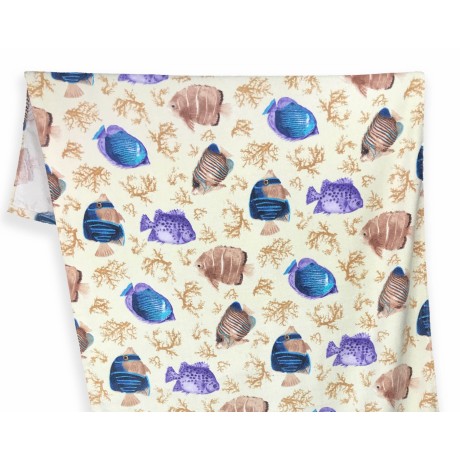 PHOTO BEACH TOWEL IN TERRY CLOTH LARGE SIZE CM.86x160 BLUE FISH