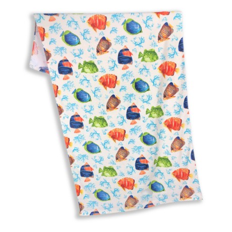 SERVIETTE DE PLAGE PHOTO ÉPONGE GRANDE TAILLE, LE CM.86x160 les POISSONS multicolores