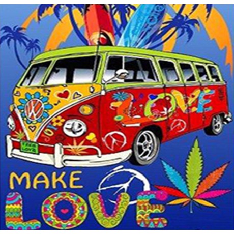 TELO MARE FOTOGRAFICO PULMINO HIPPIE MISURA GRANDE CM.85x165 HIPPIES