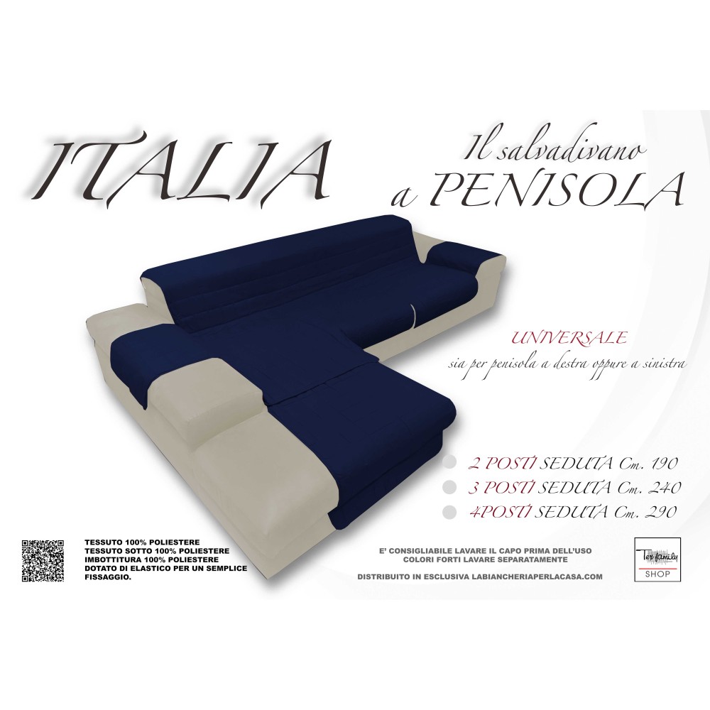 COPRIDIVANO ITALIA IL SALVADIVANO CON PENISOLA TRAPUNTATO UNITO BLU COPRIDIVANO ITALIA IL SALVADIVANO CON PENISOLA TRAPUNTATO UNITO BLU