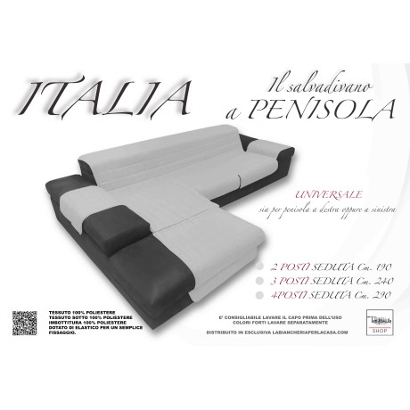 COPRIDIVANO ITALIE LE SALVADIVANO AVEC LA PÉNINSULE MATELASSÉ GRIS CLAIR