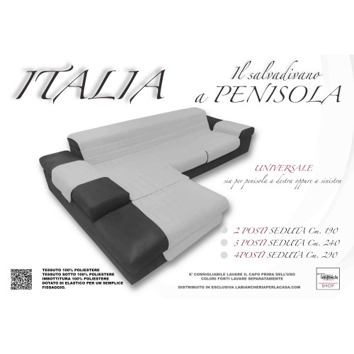 SOFABEZUG ITALIA IL SOFA PROTECTOR MIT GESTEPPTER HALBINSEL HELLGRAU