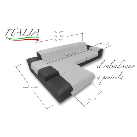 COPRIDIVANO ITALIE LE SALVADIVANO AVEC LA PÉNINSULE MATELASSÉ GRIS CLAIR