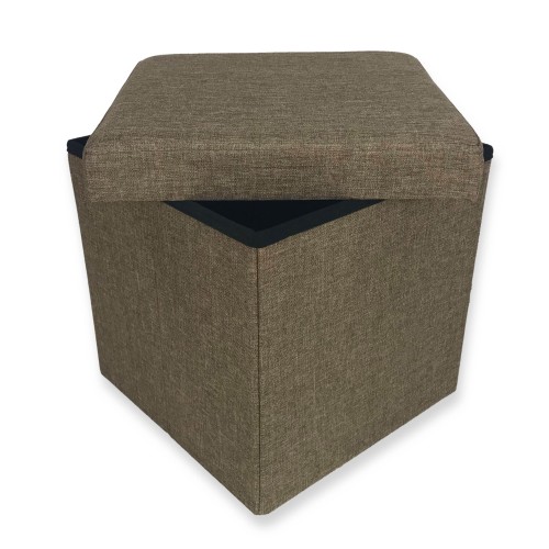 POUF MIT FUSSSTÜTZE AUS STOFF TAUPE TAYLOR