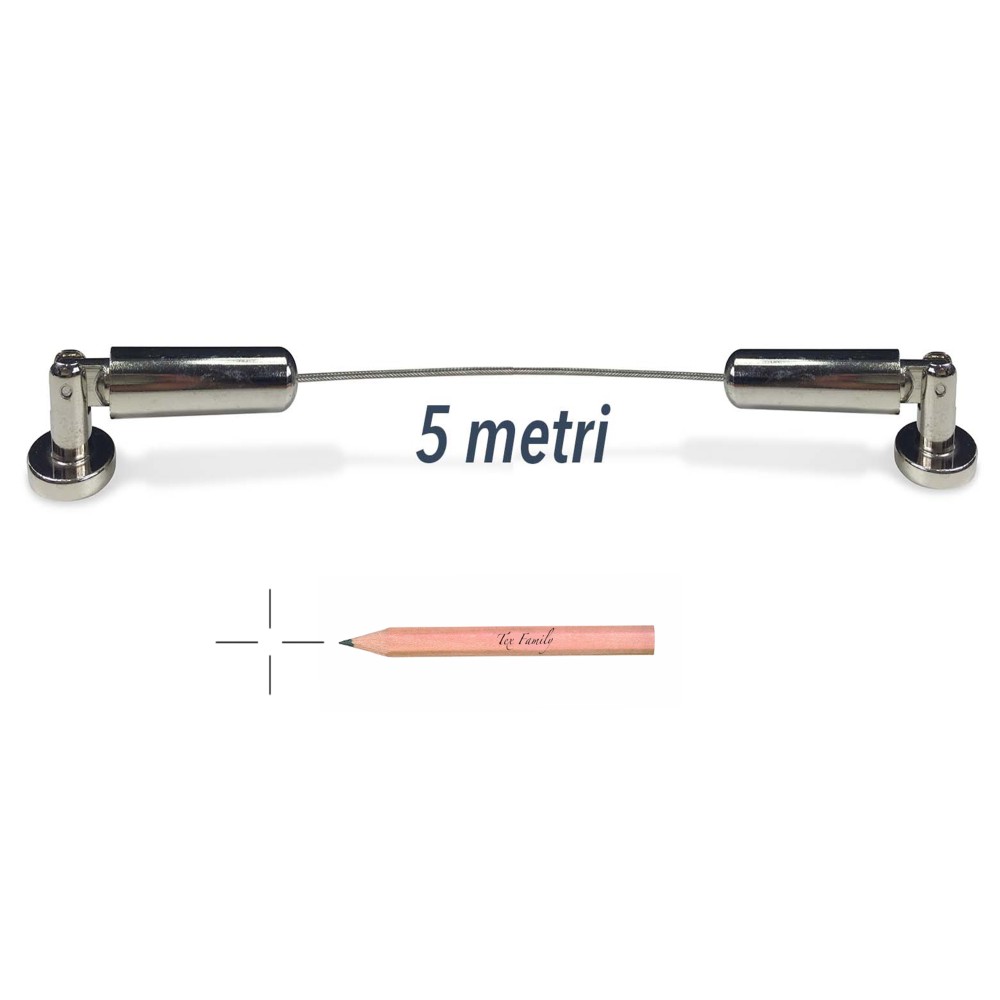 Gustavo © CABLE DE ACERO PARA CARPA DE 5 MT. SOPORTE DE CORTINA DE ACERO AJUSTABLE CON ACCESORIOS Y MARCADOR DE AGUJEROS PARA LÁ