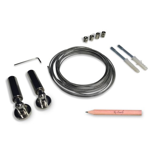 CAVO DI ACCIAIO Gustavo © PER TENDA 5 MT. REGOLABILE IN ACCIAIO REGGITENDA CON ACCESSORI E MATITA SEGNA FORI