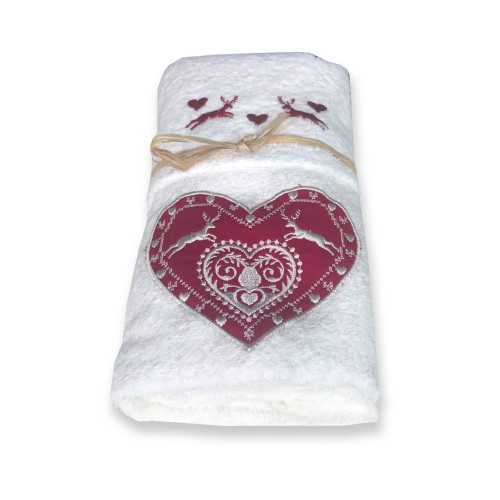 TYROLEAN TOWEL SET LOVE CREAM TYROLEAN
