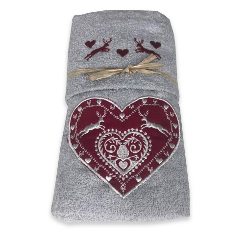 SET Towels Tyrolean Tyrolean HEART DEER GREY