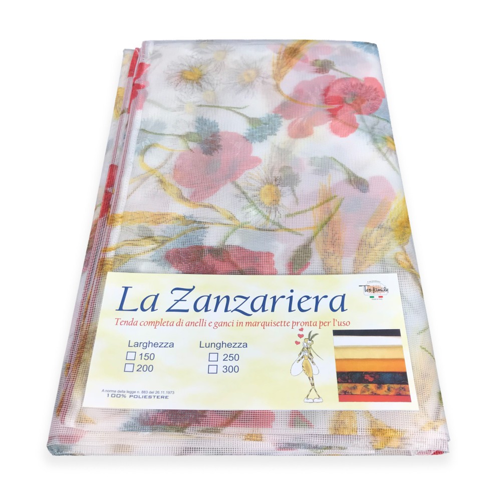TENDA RETE ZANZARIERA MARQUISETTE DA ESTERNO PIOMBATA PAPAVERI E SPIGHE TENDA RETE ZANZARIERA MARQUISETTE DA ESTERNO PIOMBATA PAPAVERI E SPIGHE