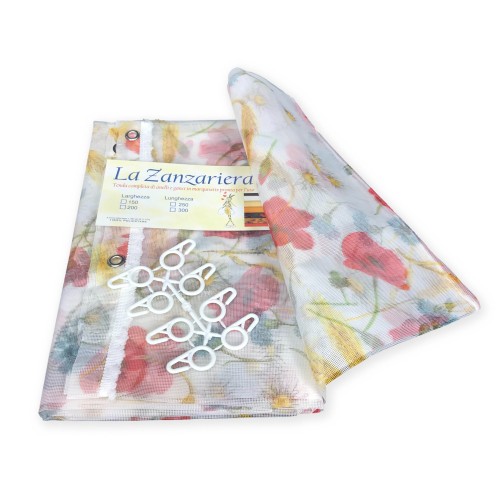 MESH CURTAIN OUTDOOR MARQUISETTE MOSQUITO NET WITH POPPIES AND EARS OF CORN