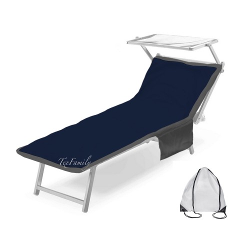 TELO MARE LETTINO TEDDY IN MICROFIBRA  CON TASCHE MISURA CM. 80 X 190 BLU