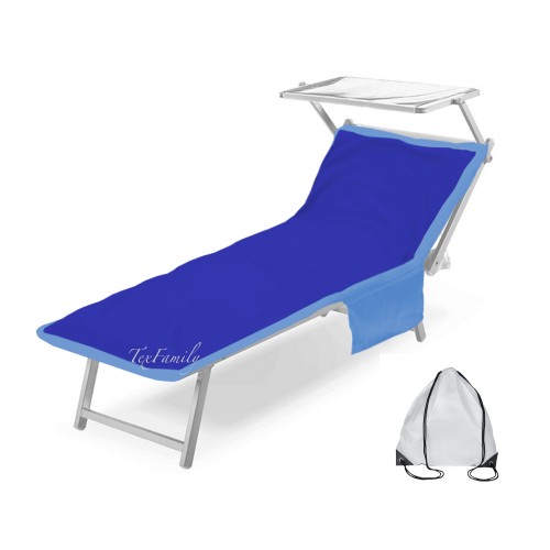 TEDDY BEACH TOWEL IN MICROFIBER SUNBED WITH POCKETS MEASURING CM. 80 X 190 LIGHT BLUE